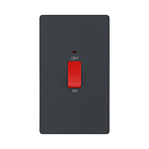 BG Evolve Matt Grey 45A double pole switch with LED PCDMG72B