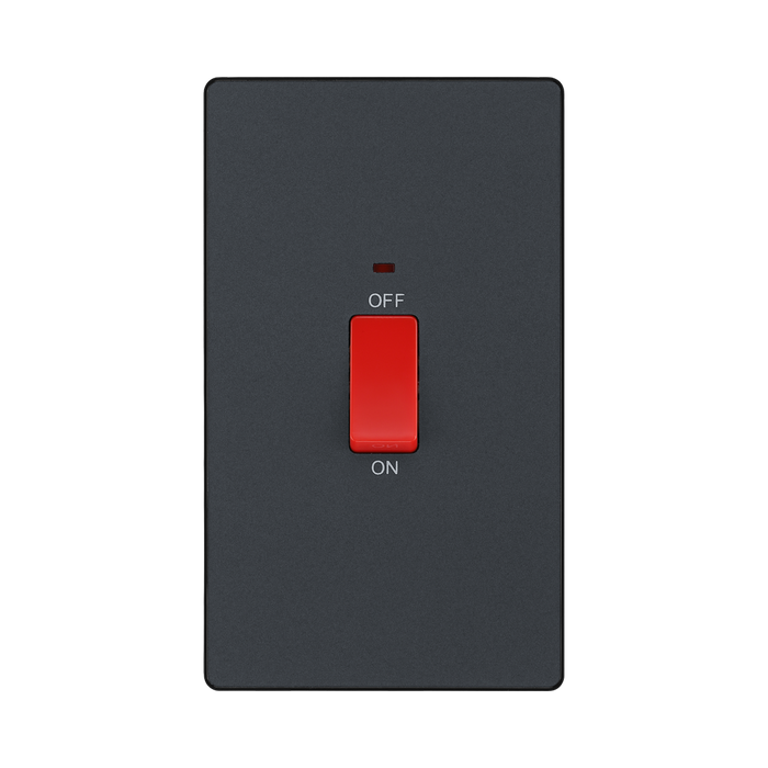BG Evolve Matt Grey 45A double pole switch with LED PCDMG72B