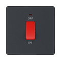 BG Evolve Matt Grey 45A double pole switch with LED PCDMG74B