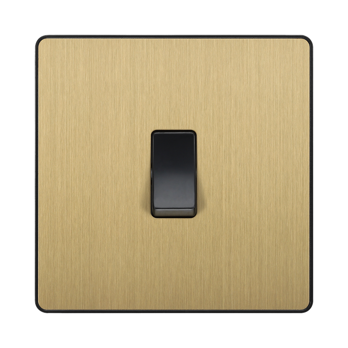 Front view of BG Evolve Satin Brass Intermediate Light Switch