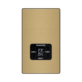 Front view of BG Evolve Satin Brass Dual Voltage Shaver Socket