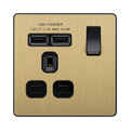 BG Evolve Satin Brass 13A Single USB Socket PCDSB21U2B