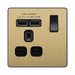 BG Evolve Satin Brass 13A Single USB Socket PCDSB21U2B