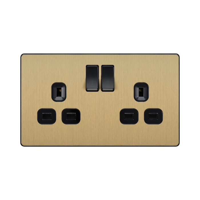 BG Evolve Satin Brass 13A Double Socket 5 Pack PCDSB22B