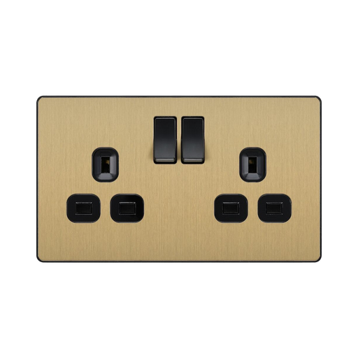 BG Evolve Satin Brass 13A Double Socket 10 Pack PCDSB22B