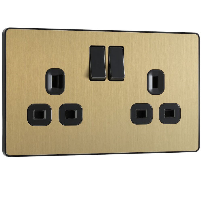 BG Evolve Satin Brass 13A Double Socket 10 Pack PCDSB22B - view 2