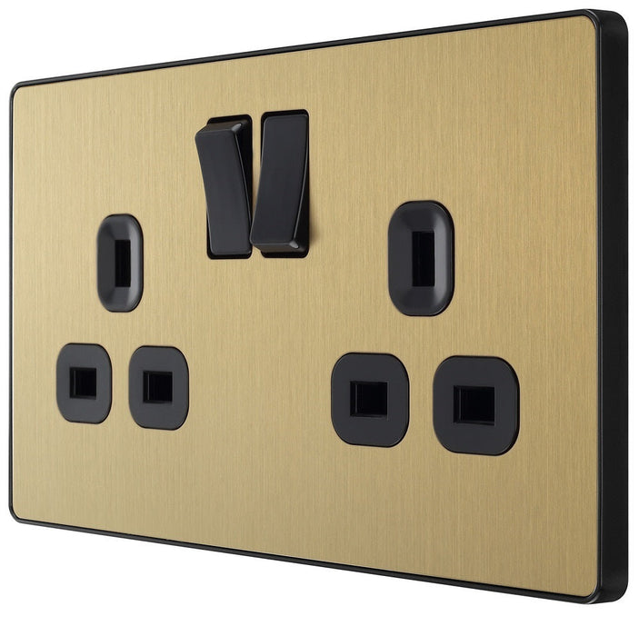BG Evolve Satin Brass 13A Double Socket 10 Pack PCDSB22B - view 3
