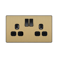 Front view of BG Evolve Satin Brass 13A Double Socket