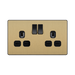 Front view of BG Evolve Satin Brass 13A Double Socket