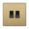 BG Evolve Satin Brass 2G 2W Light Switch PCDSB42B