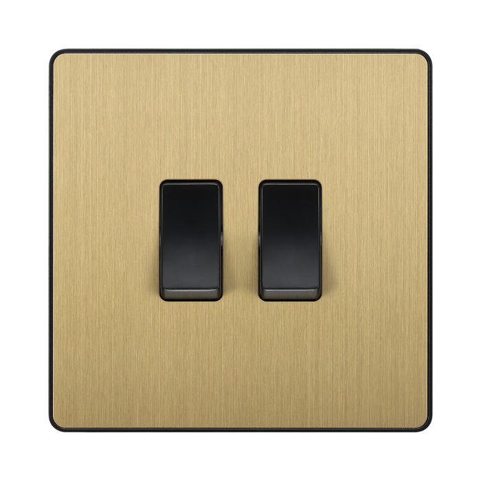 BG Evolve Satin Brass 2G 2W Light Switch PCDSB42B