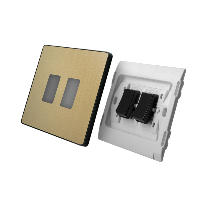 BG Evolve Satin Brass 2G 2W Light Switch PCDSB42B