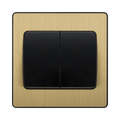 Front view of BG Evolve Satin Brass 2G 2W Wide Rocker Light Switch