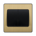 Front view of BG Evolve Satin Brass 2G 2W Wide Rocker Light Switch