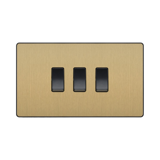 BG Evolve Satin Brass 3G 2W Light Switch PCDSB432B