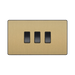 BG Evolve Satin Brass 3G 2W Light Switch PCDSB432B