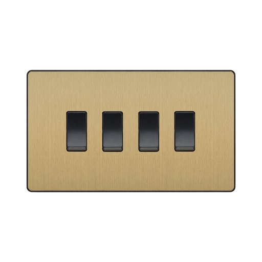 BG Evolve Satin Brass 4G 2W Light Switch PCDSB44B