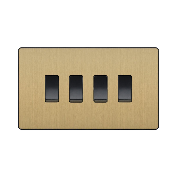 BG Evolve Satin Brass 4G 2W Light Switch PCDSB44B