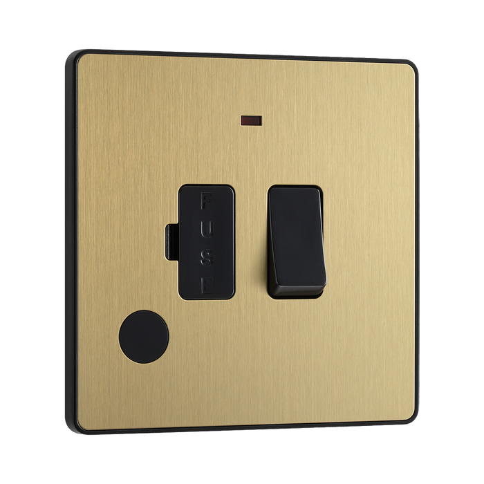 BG Evolve Satin Brass 13A Switched Spur with LED and Flex Outlet PCDSB52B