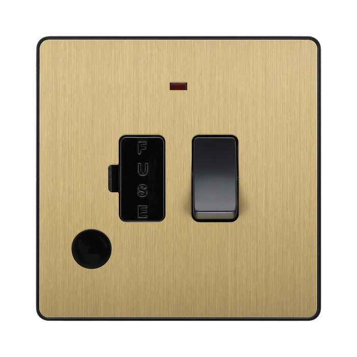 BG Evolve Satin Brass 13A Switched Spur with LED and Flex Outlet PCDSB52B