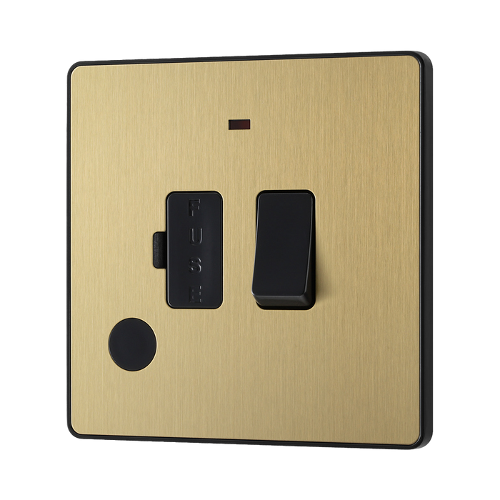 BG Evolve Satin Brass 13A Switched Spur with LED and Flex Outlet PCDSB52B