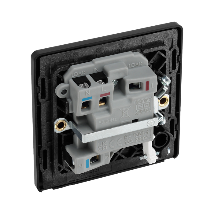 BG Evolve Satin Brass 13A Switched Spur with LED and Flex Outlet PCDSB52B
