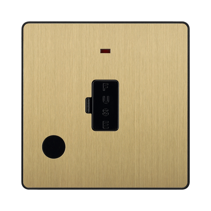 BG Evolve Satin Brass 13A Unswitched Spur with LED and Flex Outlet PCDSB54B