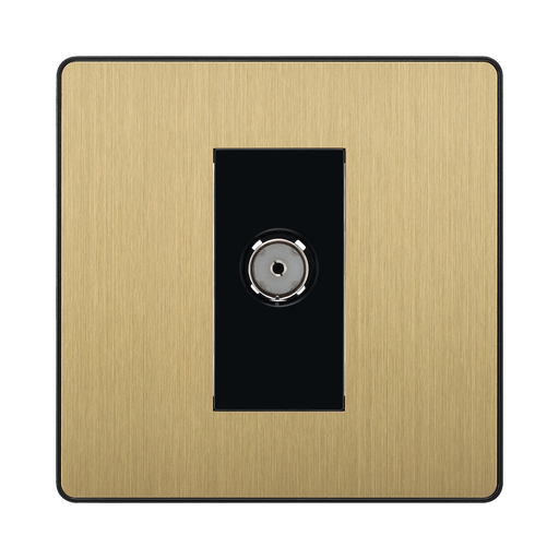 Front view of BG Evolve Satin Brass Co-axial Socket