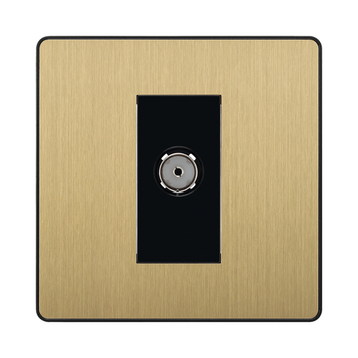 Front view of BG Evolve Satin Brass Co-axial Socket