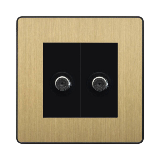 BG Evolve Satin Brass Double Satellite Socket PCDSB612B