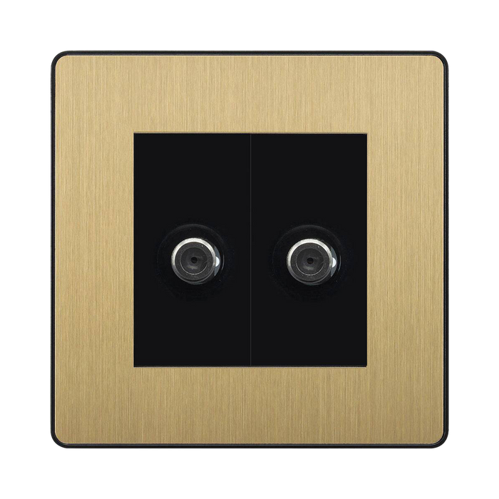 BG Evolve Satin Brass Double Satellite Socket PCDSB612B