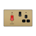 BG Evolve Satin Brass 45A Cooker Switch with double pole switch and LED PCDSB70B
