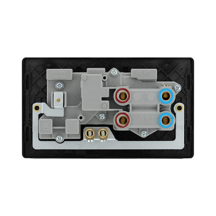 BG Evolve Satin Brass 45A Cooker Switch with double pole switch and LED PCDSB70B