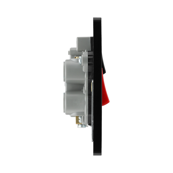 BG Evolve Satin Brass 45A Cooker Switch with double pole switch and LED PCDSB70B