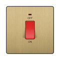 BG Evolve Satin Brass 45A double pole switch with LED PCDSB74B