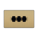 Front view of BG Evolve Satin Brass 3G Dimmer Switch