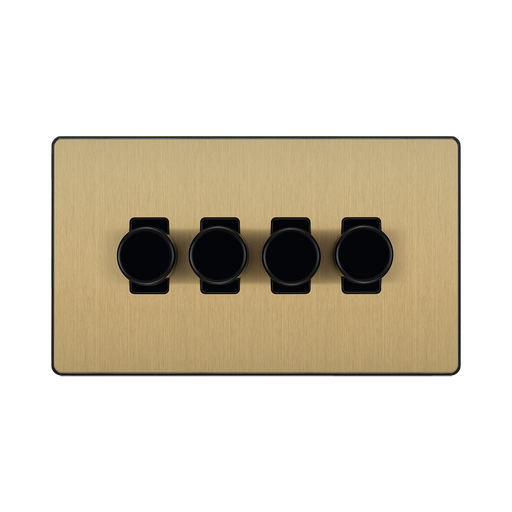 Front view of BG Evolve Satin Brass 4G Dimmer Switch