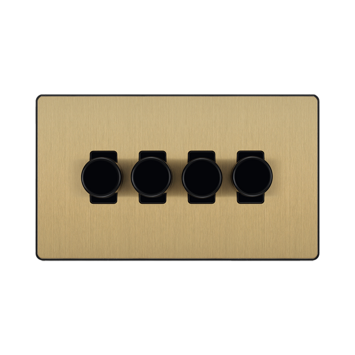 Front view of BG Evolve Satin Brass 4G Dimmer Switch