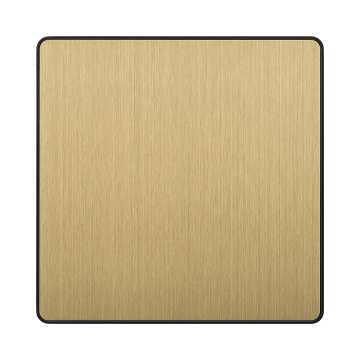 Front view of BG Evolve Satin Brass Single Blank Plate