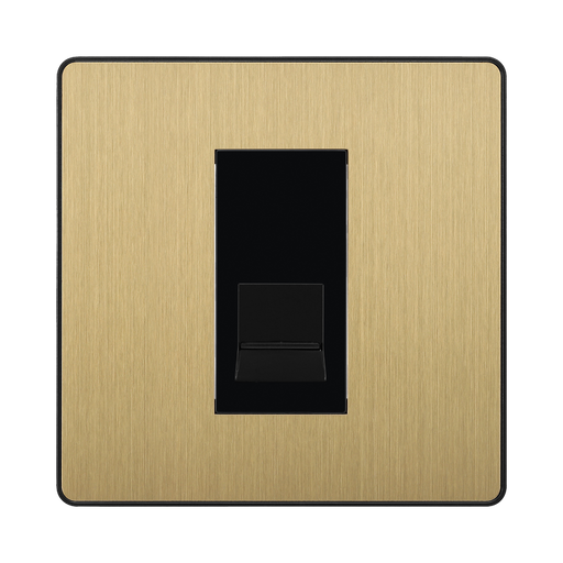 Front view of BG Evolve Satin Brass Master Telephone Socket