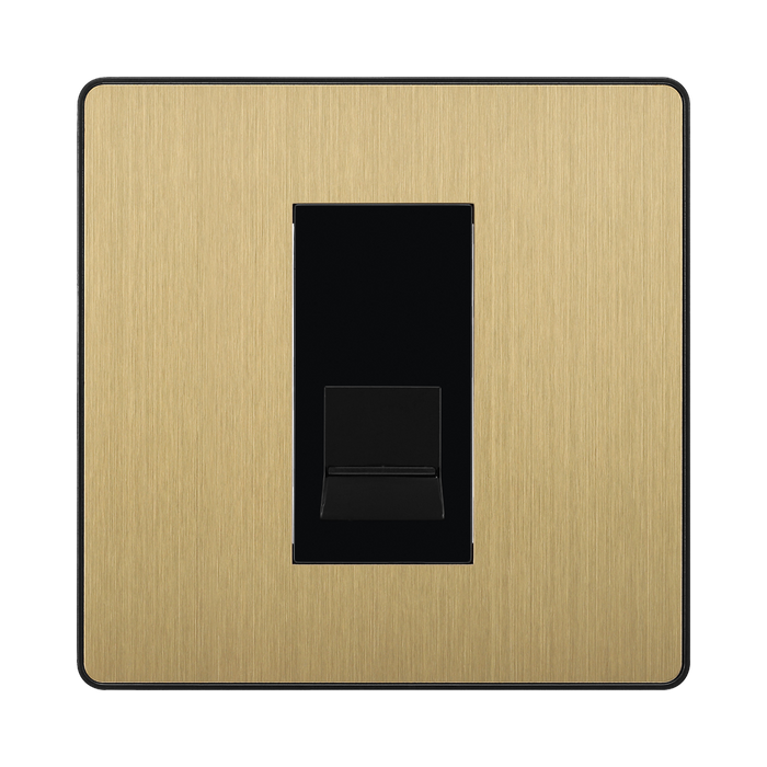 Front view of BG Evolve Satin Brass Master Telephone Socket