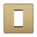 Front view of BG Evolve Satin Brass 1G Euro Module Plate