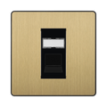 Front view of BG Evolve Satin Brass RJ45 Cat5E Data Outlet