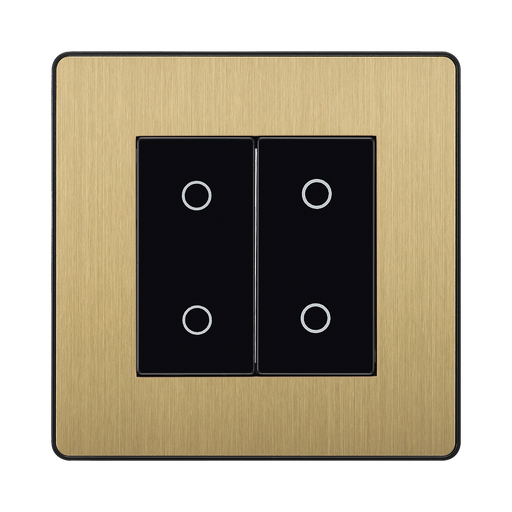 Front view of BG Evolve Satin Brass 2G Secondary Touch Dimmer Switch