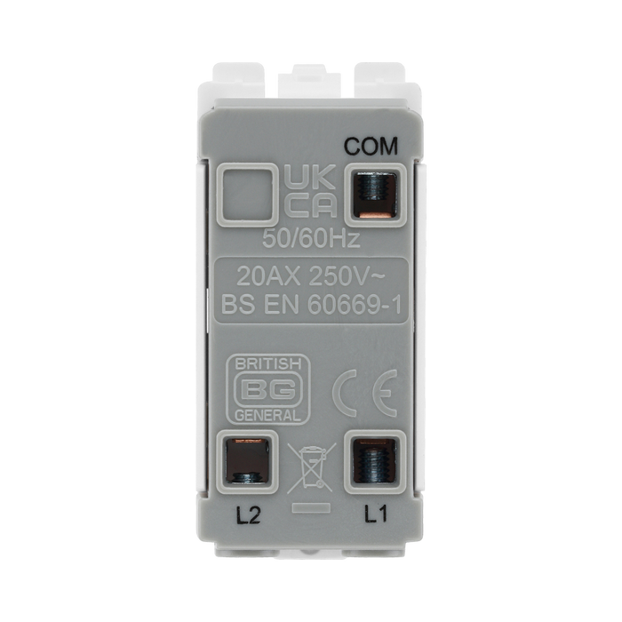 BG White Moulded PVC 20A 2 Way Printed Key Grid Module R12EL – product view 3