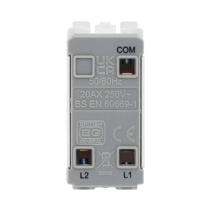 BG White Moulded PVC 20A 2 Way Key Grid Module R12KY – product view 3