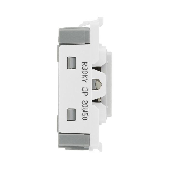 BG White Moulded PVC 20A Double Pole Grid Key Switch R30KY – product view 4
