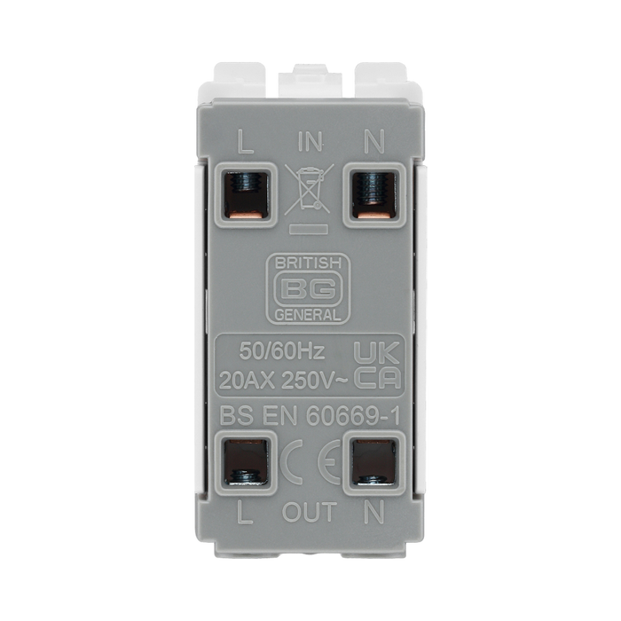 BG White Moulded PVC 20A Double Pole Grid Module R30 – product view 3