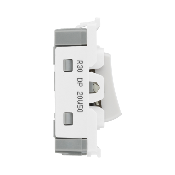 BG White Moulded PVC 20A Double Pole Grid Module R30 – product view 4