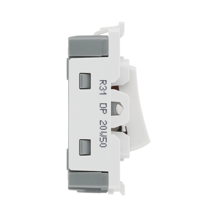 BG White Moulded PVC 20A Double Pole with Neon Grid Module R31 – product view 4